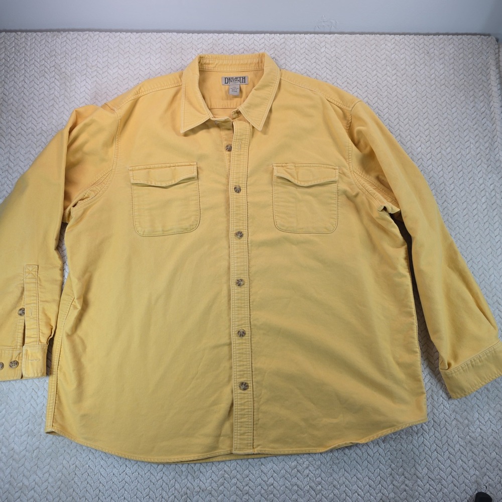 Duluth Trading Co Mens 3XL Yellow Heavy Cotton Canvas Shacket Work Shirt 3237-30